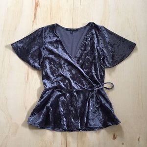 Crushed Velvet Wrap Top